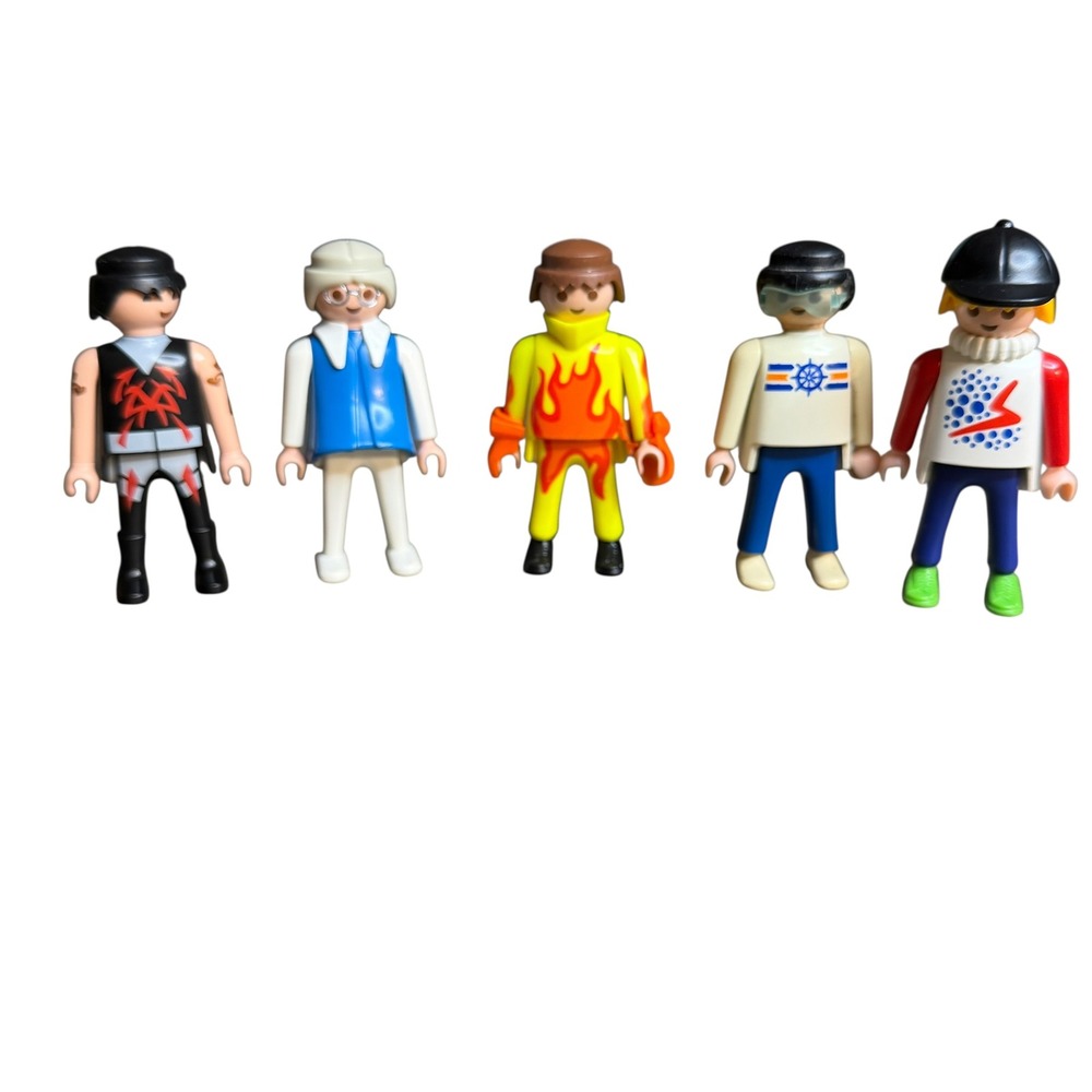 Vintage Playmobil 5 Figure Lot Biker Sailor Stuntman Flame Suit‎ Grandma
